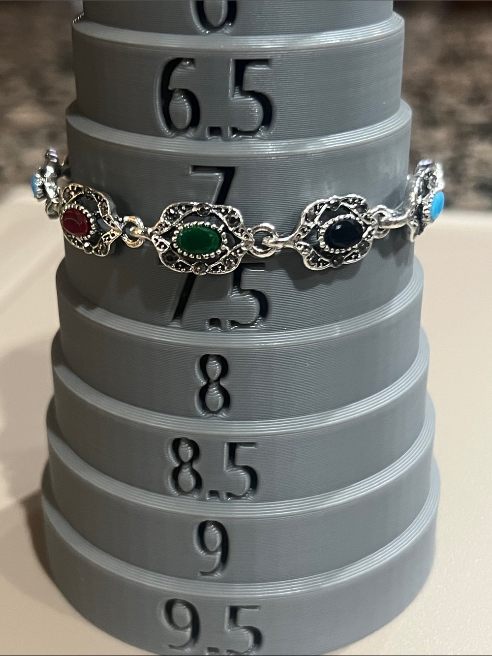 Multicolor Stone Silver-Tone Link Bracelet